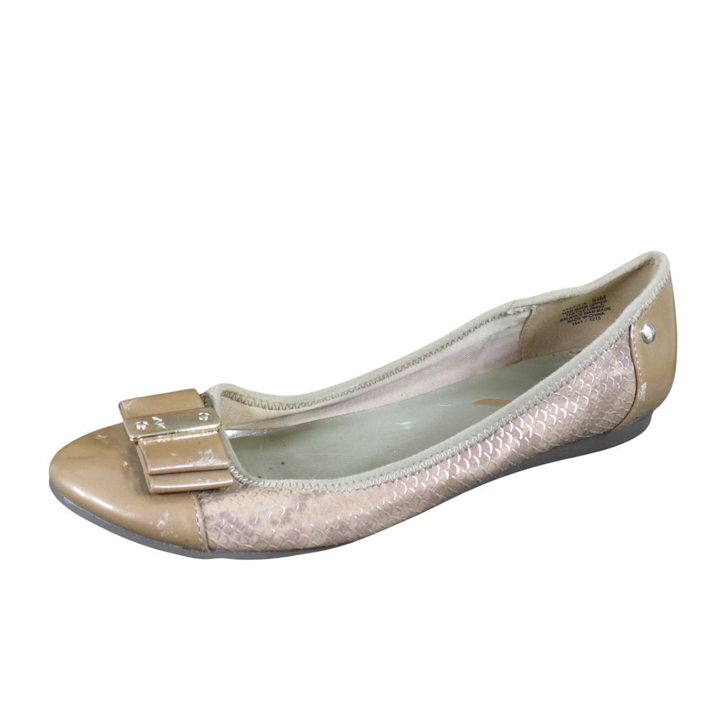 Anne Klein Akaricia Womens Ballet Flat 9.5 Work Wear Beige Snakeskin Patent